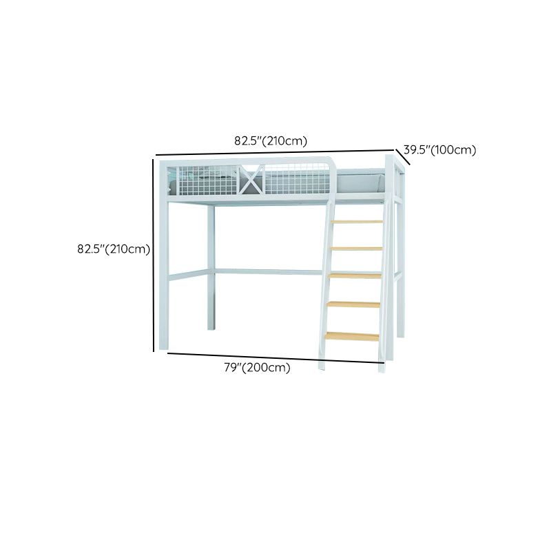 Metal Loft Bed Contemporary Kids Bed with Open Frame Headboard