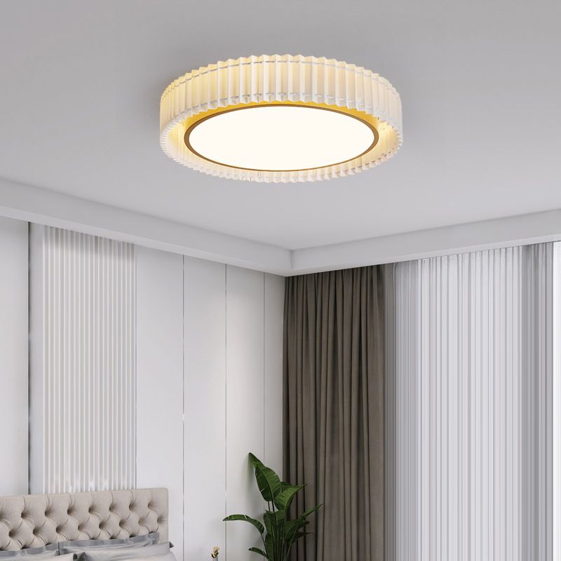 Modern Ceiling Light Fabric Ceiling Mount Light with Acrylic Shade for Bedroom