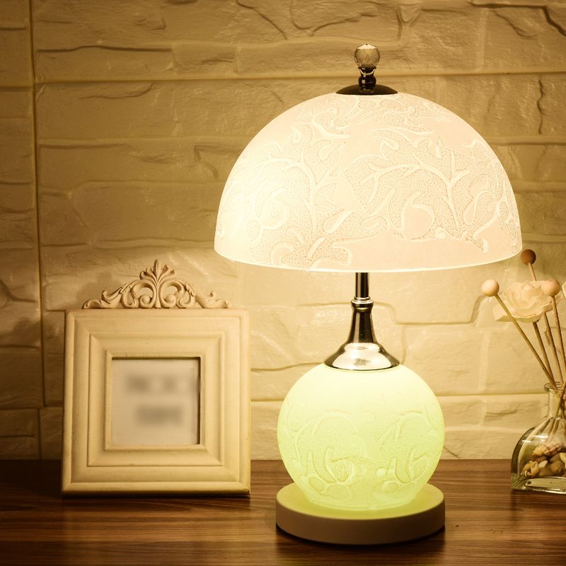 Dome Table Lamp Contemporary Glass 2-Light Nightstand Lamp for Bedroom