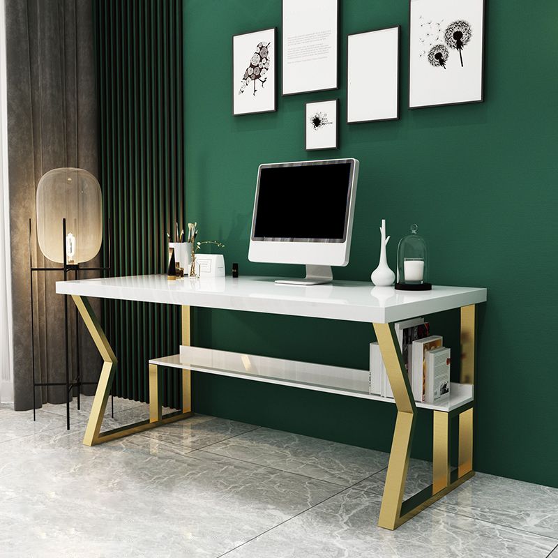 Glam Dormitory Writing Desk Rectangular Writing Desk with Metal Legs