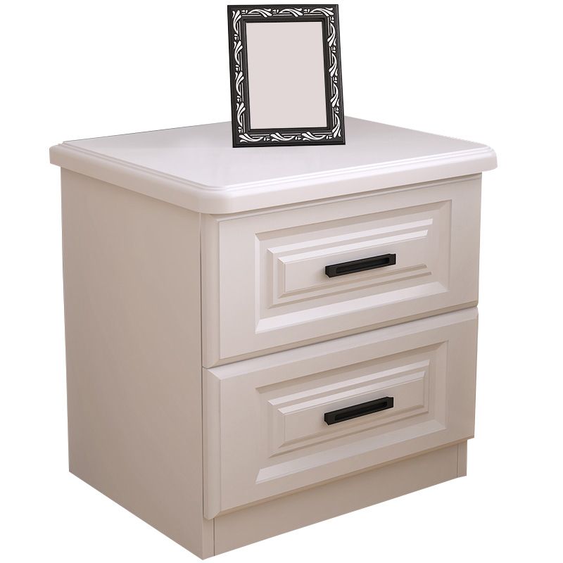 Scandinavian Drawers Included Accent Table Nightstand in White Wood