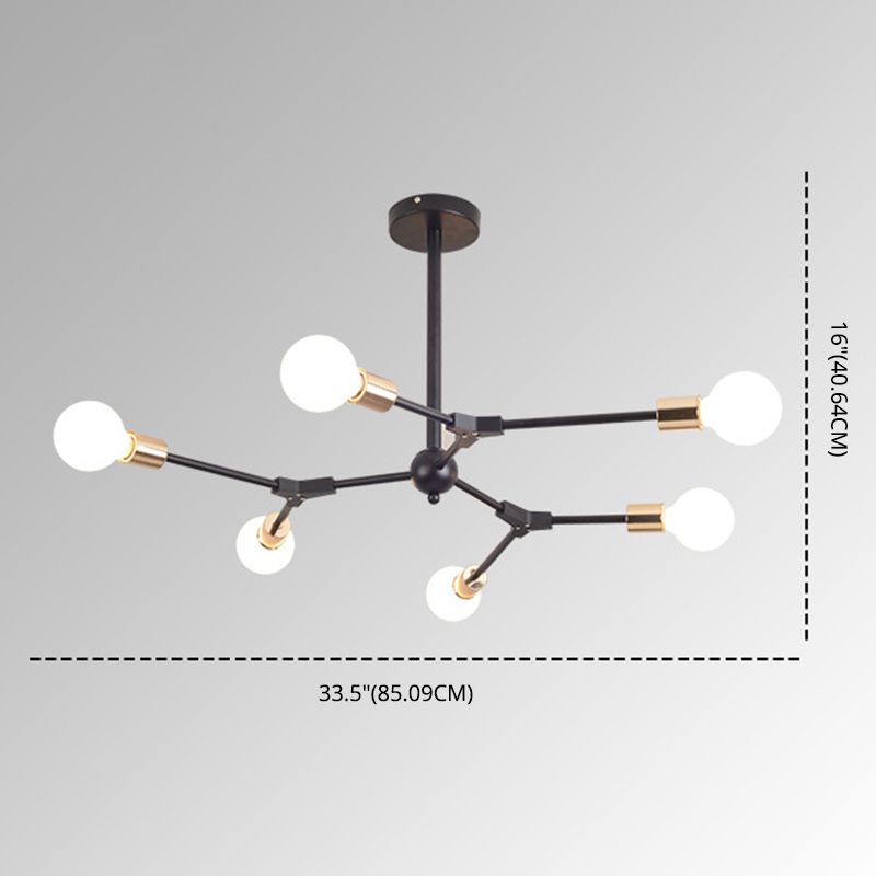 Branch Hanging Light Kit Industrial Black Metal Chandelier Pendant Light for Living Room