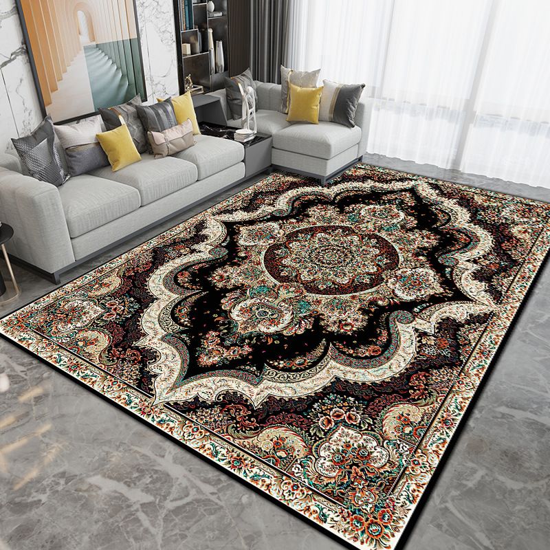 Moroccan Tribal Totem Rug Polyester Carpet Anti-Slip Backing Indoor Carpet for Home Decoration