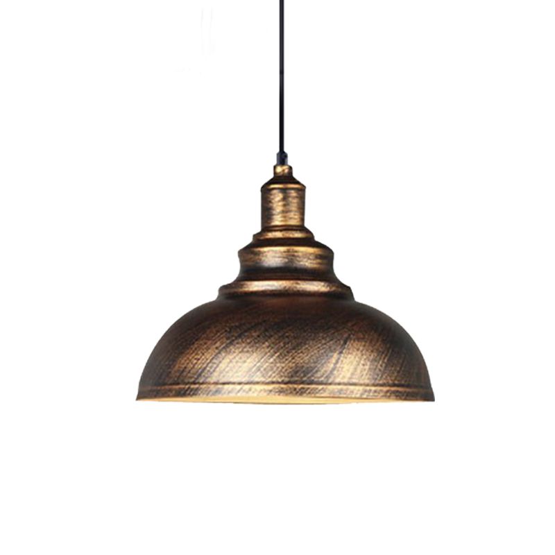 Domed Restaurant Pendant Lighting Vintage Iron 1-Light Black/Bronze Finish Hanging Lamp Kit