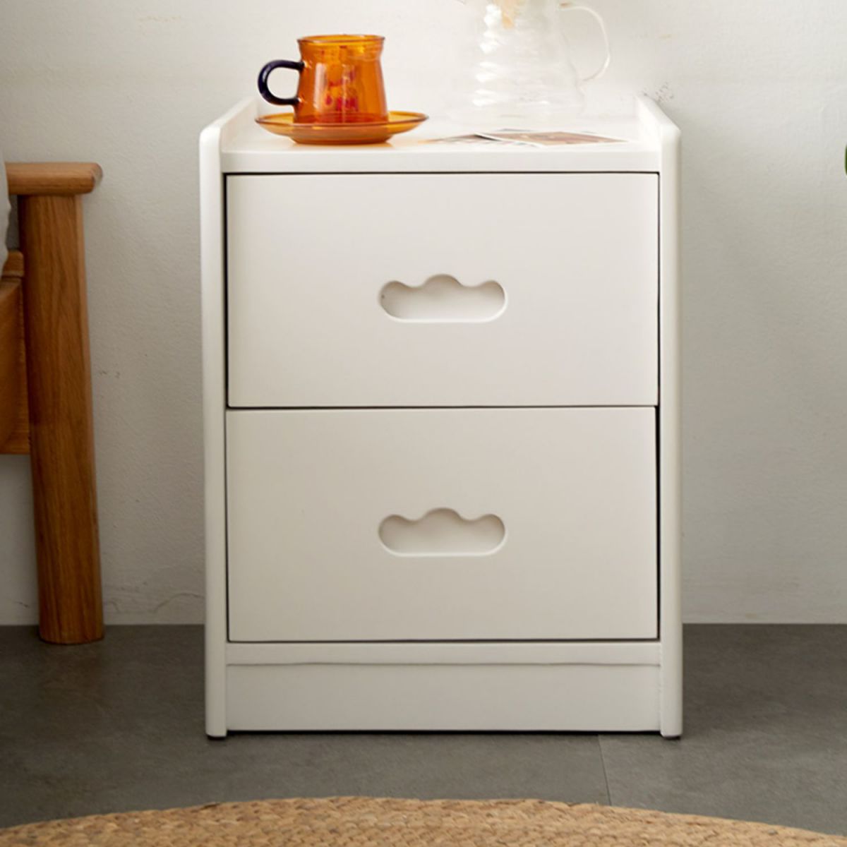 Storage Narrow Nightstand Solid Wood Kids Bedside Table with Drawers