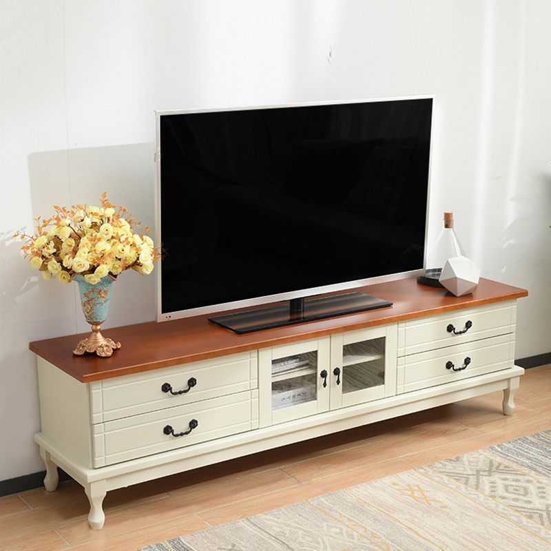 Traditional Solid Wood TV Stand 4-Drawer 19.7" H TV Console with Cabinet