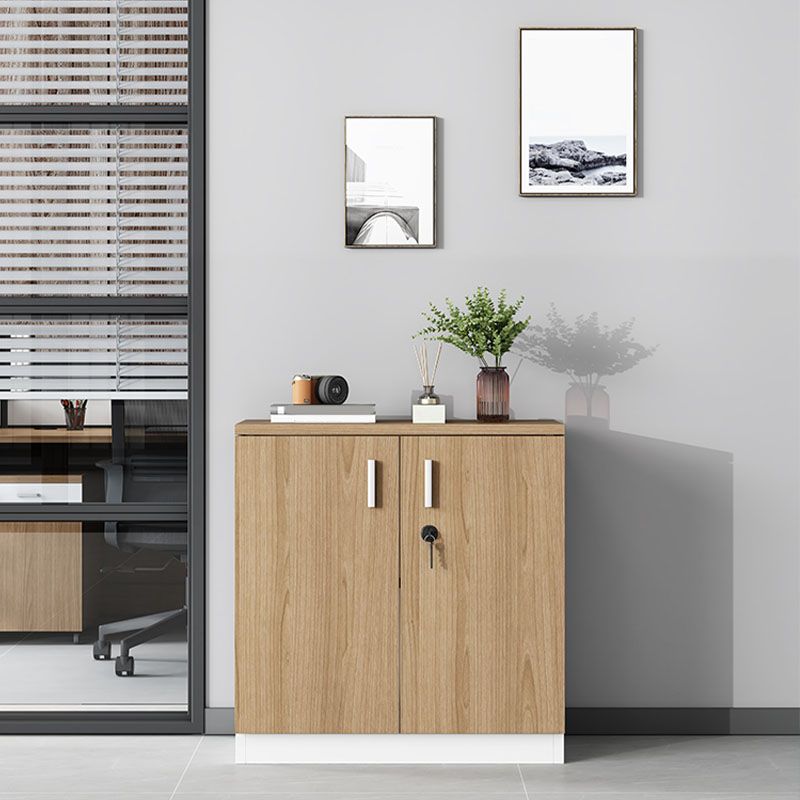 Modern Brown Engineered Wood File Cabinet with Lock Storage for Home Office