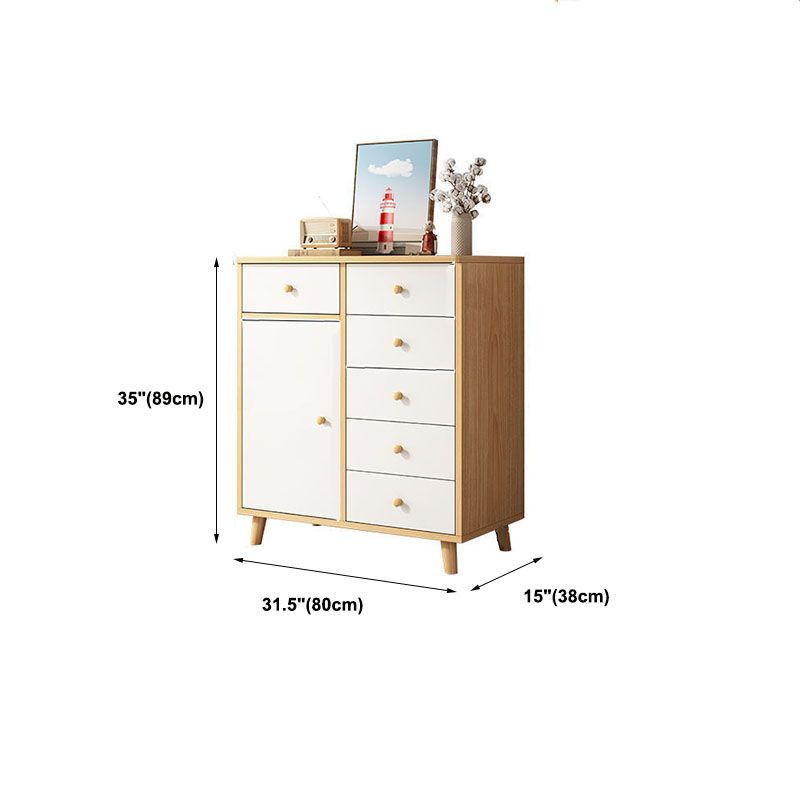 15" D Wooden Dresser Modern Style Storage Chest with Drawers and Doors