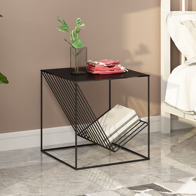 Metal 20 Inch H Bed Nightstand Open Storage Iron Modern Night Table