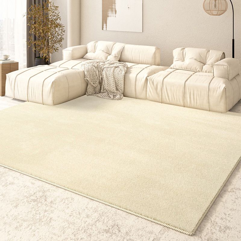 Chic Pure Color Area Tapijt Beige Polyester Area Tapsel Stain Resistant Tapsel voor thuisdecoratie