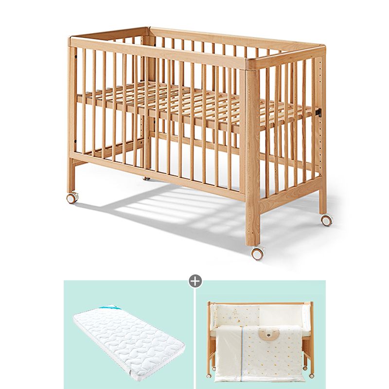 Modern Rectangle Movable Crib Solid Wood  4-In-1 Convertible Crib