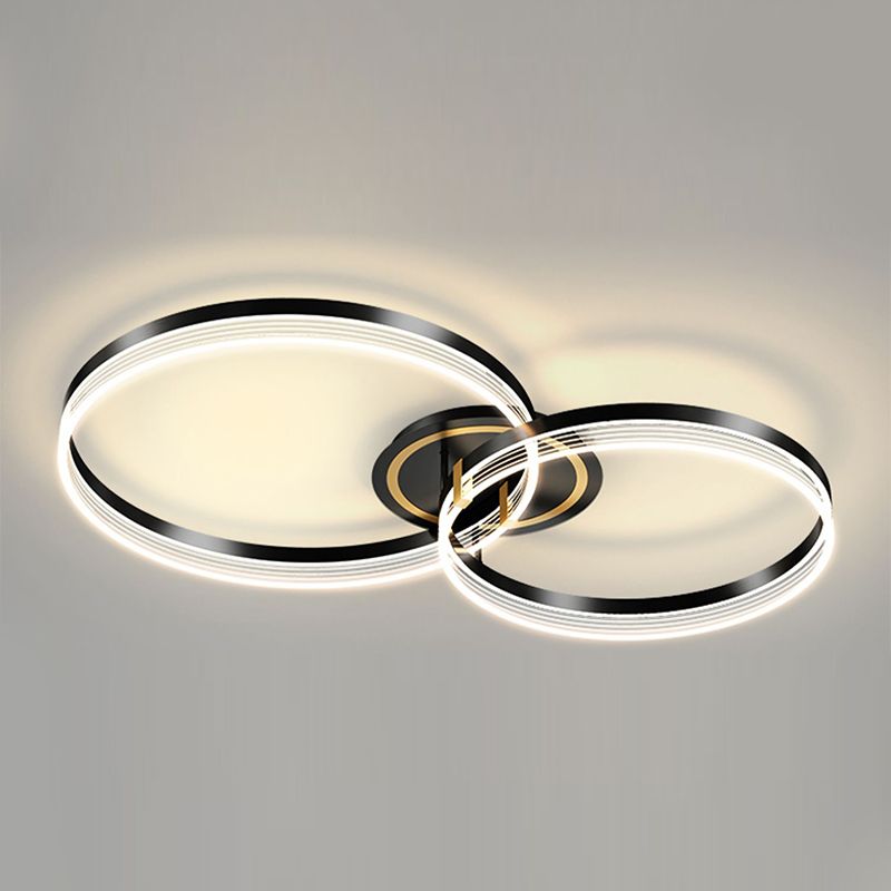 Black Modern Metal Flush Mount Circle Shape Ceiling Light with Acrylic Shade for Bedroom