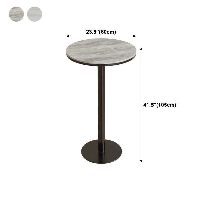 Tabla de barra de metal industrial 23.6 "Mesa de bistro de pedestal de mármol redondo para cafés para café