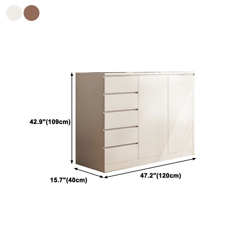 Modern Style Chest Wooden Storage Chest with Drawers in White and Brown