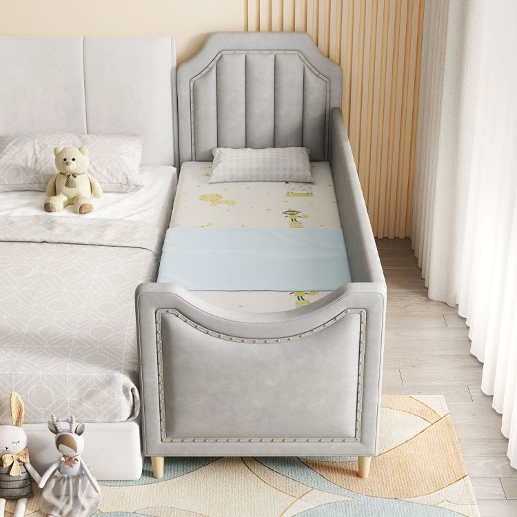 Nursery Bed with Guardrail in Light Grey Solid Wood Nursery Bed