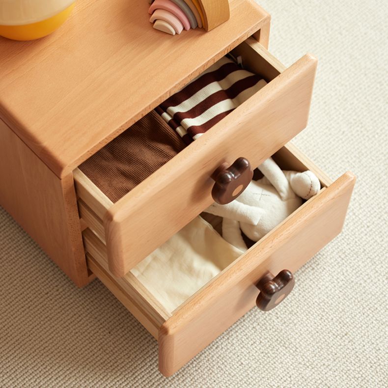 Natural Kids Bedside Table Modern Minimalist End Table for Nursery with Drawers