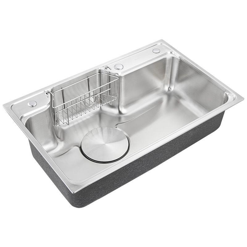 Modern Stainless Steel Sink Overflow Hole Kitchen Sink with Drain Strainer Kit