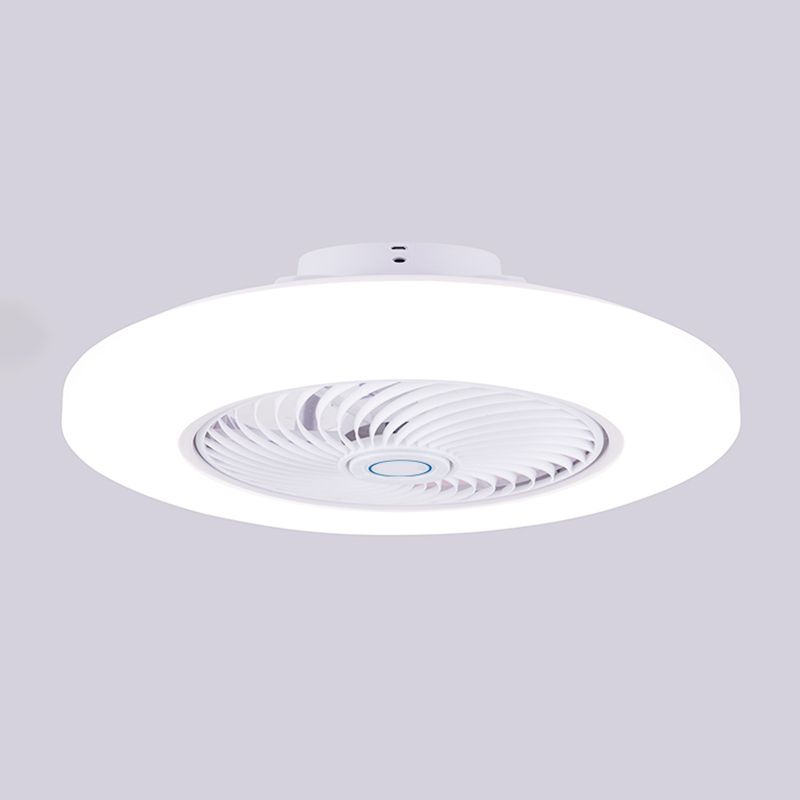 Luz de ventilador de techo LED blanco acrílico en montura de lavado de hierro de estilo conciso moderno para dormitorio