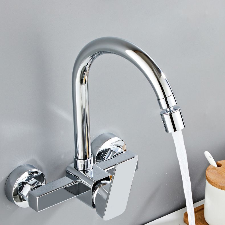 Modern Kitchen Faucet Single Level No Sensor Bar Faucet in Silver