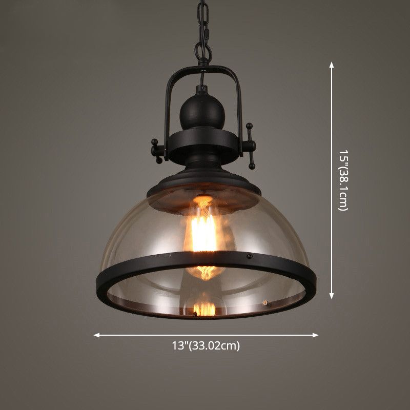 Lampe suspension en forme de pot en verre industriel 1-Light Bistro Bar Bar Pendant Lighting en noir