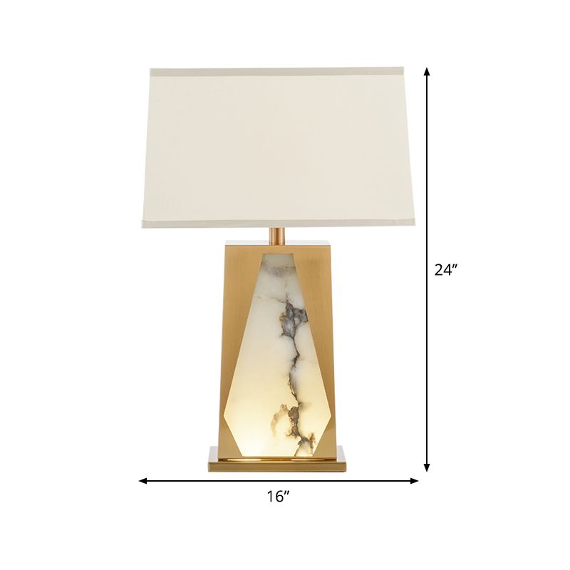 Gold Trapezoid Night Table Light Post-Modern 1-Head Fabric Nightstand Lighting for Bedroom