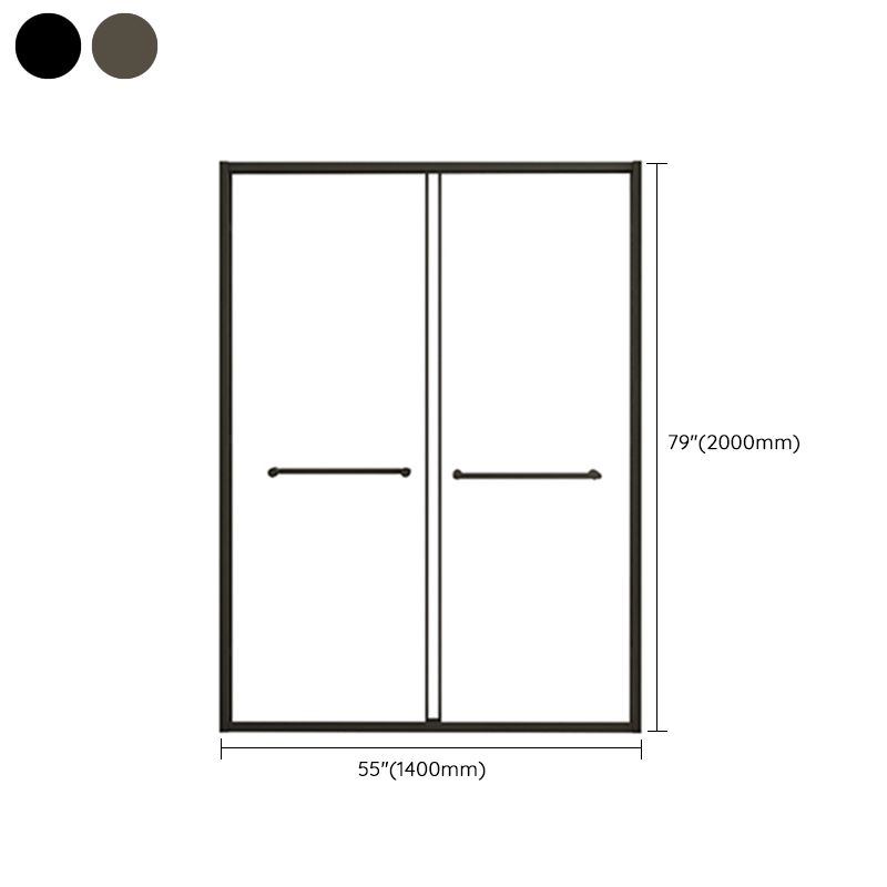 Frame Double Sliding Shower Door Transparent Tempered Shower Bath Door