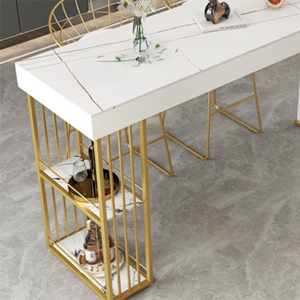 Glam Style Stone Bar Table Rectangle Bar-Height Bistro Pub Table