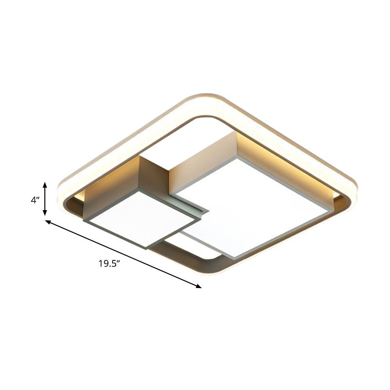 Vierkante inbouwplafondlamp Minimalisme Metaal LED Wit Inbouwverlichtingsarmatuur in warm/wit licht voor slaapkamer