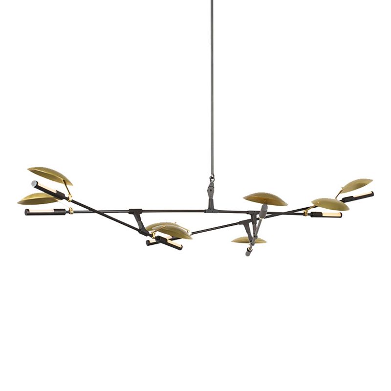 Black and Gold Sputnik Chandelier Postmodern 8-Light Metal Hanging Light with Round Shade