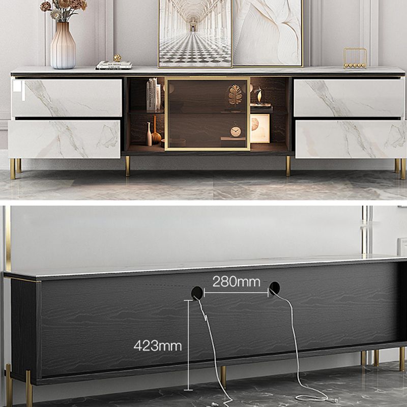 Home Enclosed Cabinet TV Stand Scandinavian TV Cabinet with Glass Door