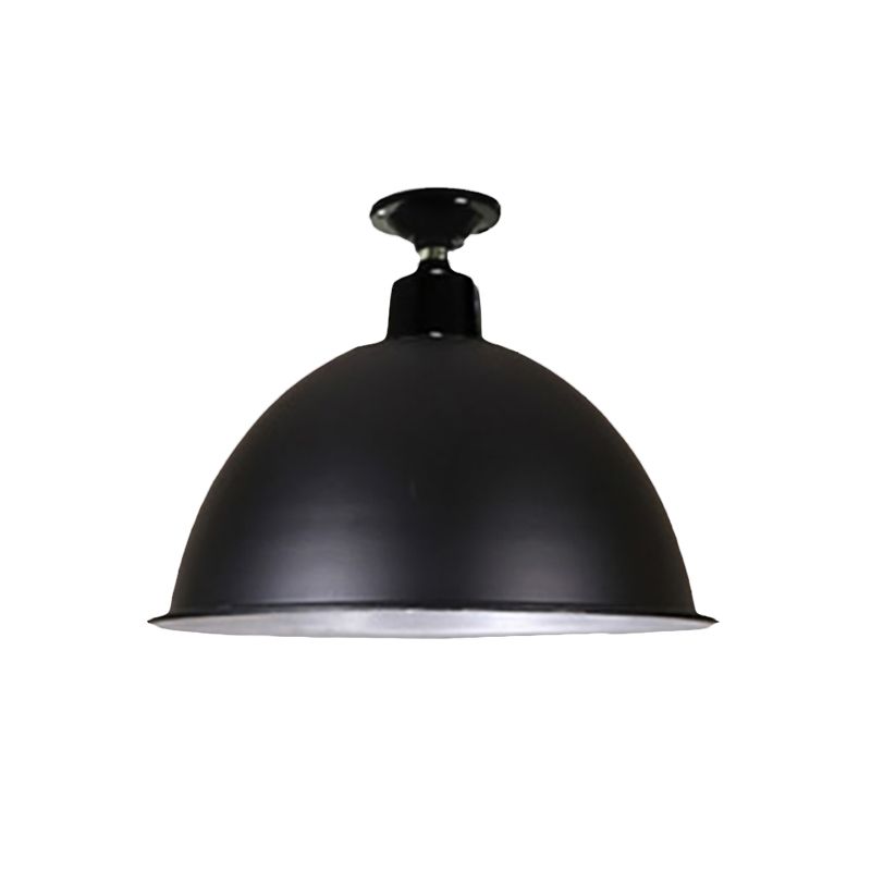 Loft Style Dome Plafondverlichting 1"/14" Breedte Metaal Semi Flush Mount Licht in Zwart voor Eetkamer, 12"/14" Breedte