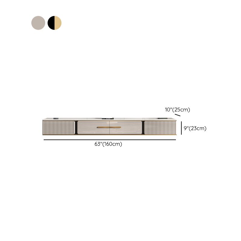 Glam TV Media Stand Wall Mounted TV Media Console with 2 Drawers