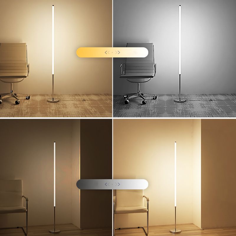 Acrylic Tubular Standing Floor Light Minimalism Chrome Finish LED Floor Lamp for Living Room