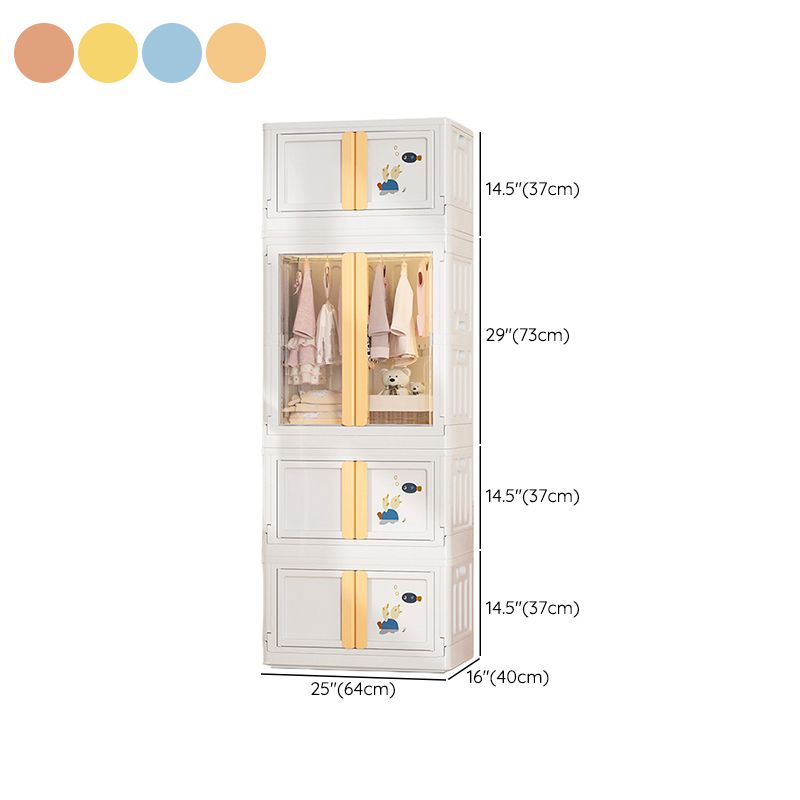 Modern Style Youth Armoire Plastic Bedroom Hanging Clothes Rack with Cloth Rod