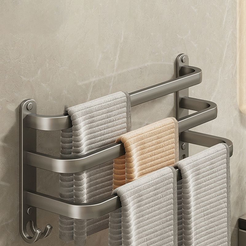 2-Piece Modern Bath Hardware Set in Aluminum Matte Gray Towel Bar