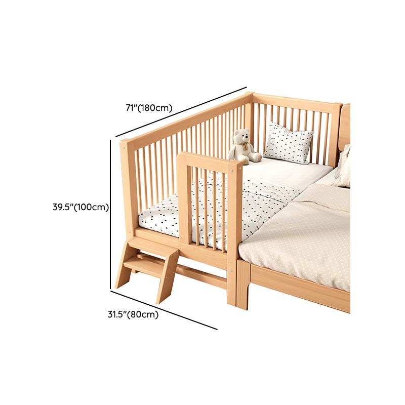 Solid Wood Nursery Bed 39.4" High Natural Convertible Baby Crib