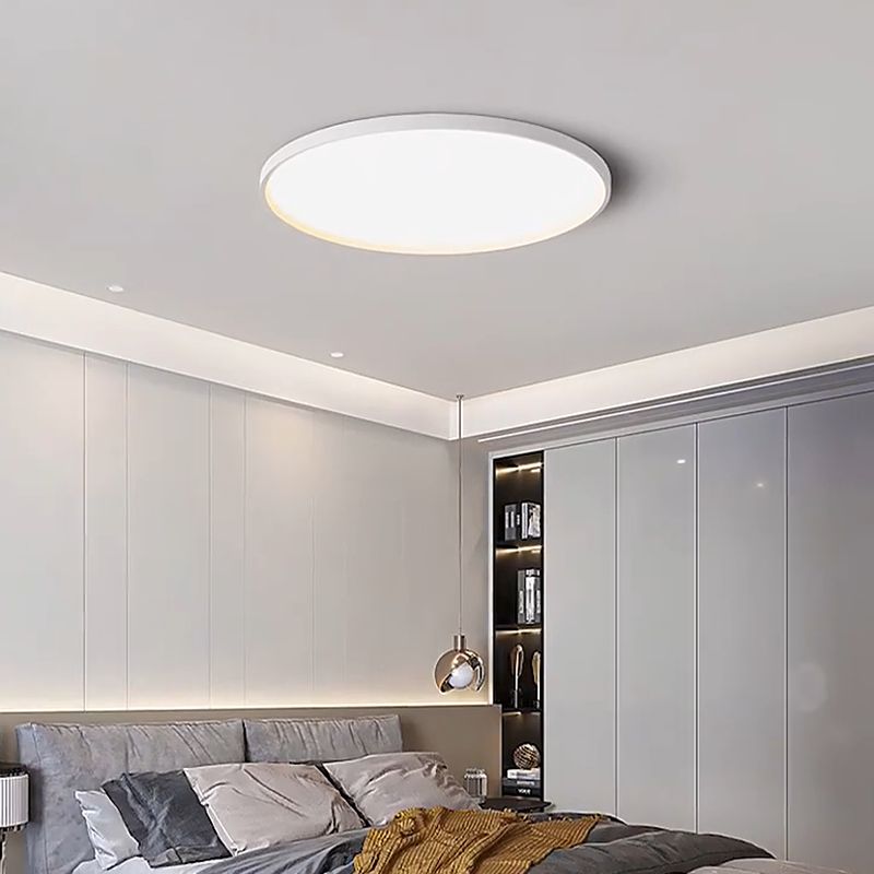 White Ceiling Light Fixture Simple Circle LED Flush Mount for Bedroom