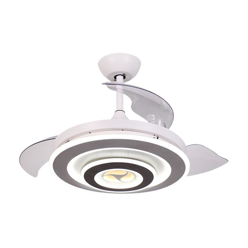 Ring plafondventilatorverlichting eenvoud acryl 18 "brede led witte semi -spoelmontage licht met 3 heldere tinten