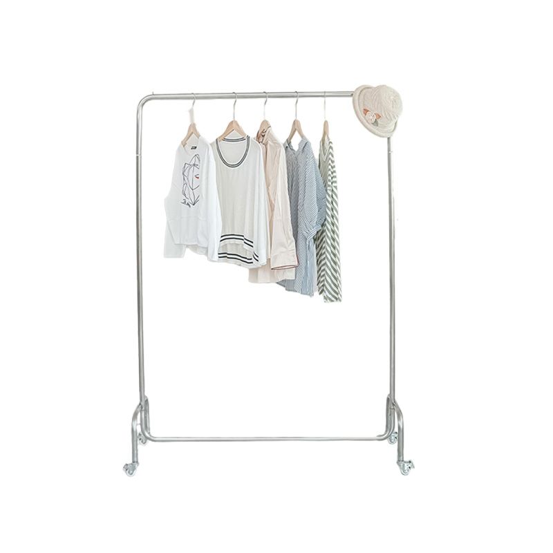 Industrial Style Coat Rack Free Standing Metallic Coat Hanger with Universal Wheel