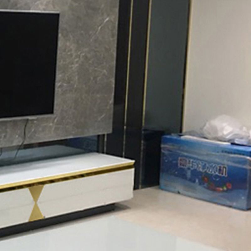 Glass and Wood TV Cabinet Gorgeous Style Home Closed White TV Stand Console