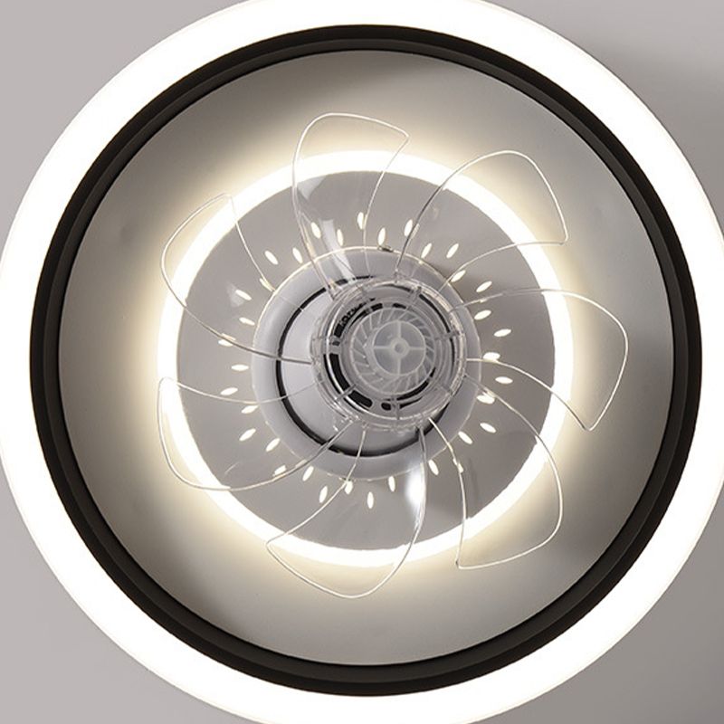 Nordic Style Round Fan Light Metal Colorful LED Flush Mount Light for Bedroom