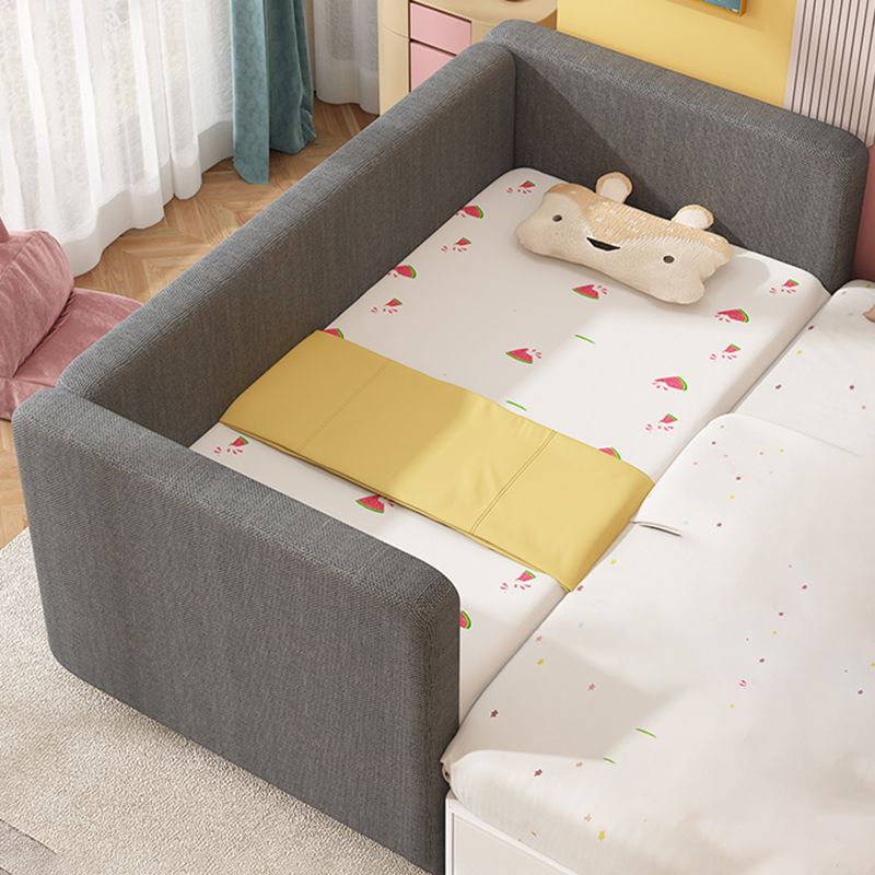 Contemporary Fabric & Wood Crib in Gray Upholstered Crib with Mattress