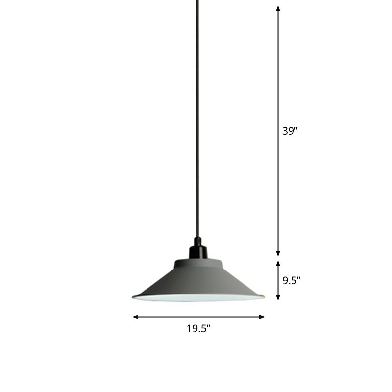 Grey Saucer Shaped Hanging Lamp Nordic Metal 1 Bulb Dining Room Ceiling Pendant Light