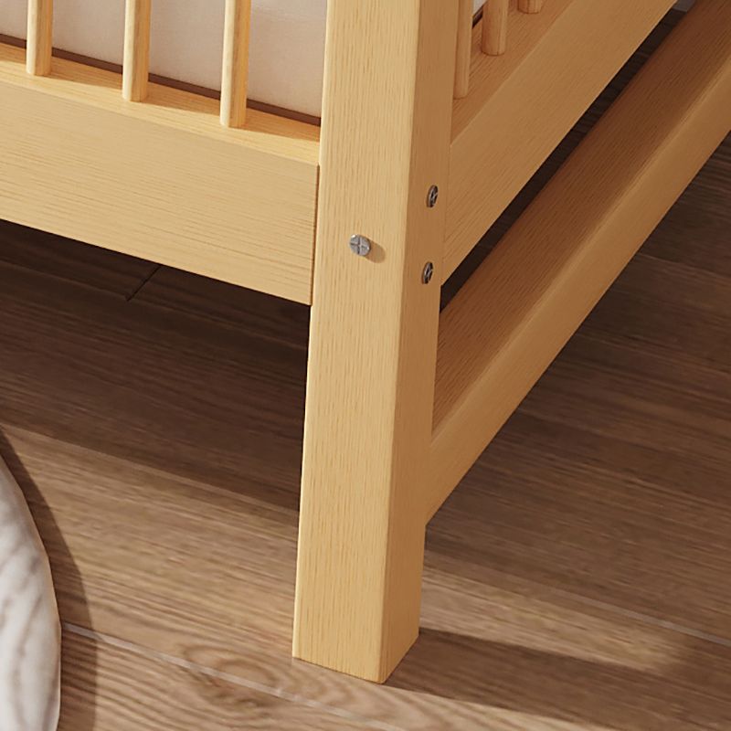 Contemporary Solid Wood Nursery Bed with Guardrail in Natural