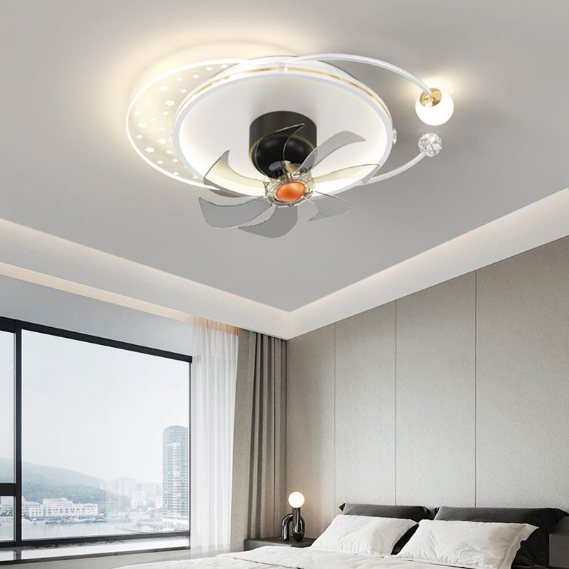 Modern LED Geometric Ceiling Fan White & Gold Fan Lighting Fixture