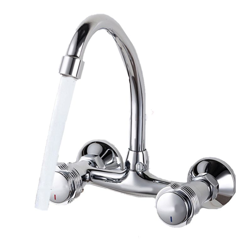 Contemporary Single Handle Kitchen Faucet Wall Mounted Bar Faucet in Chrome