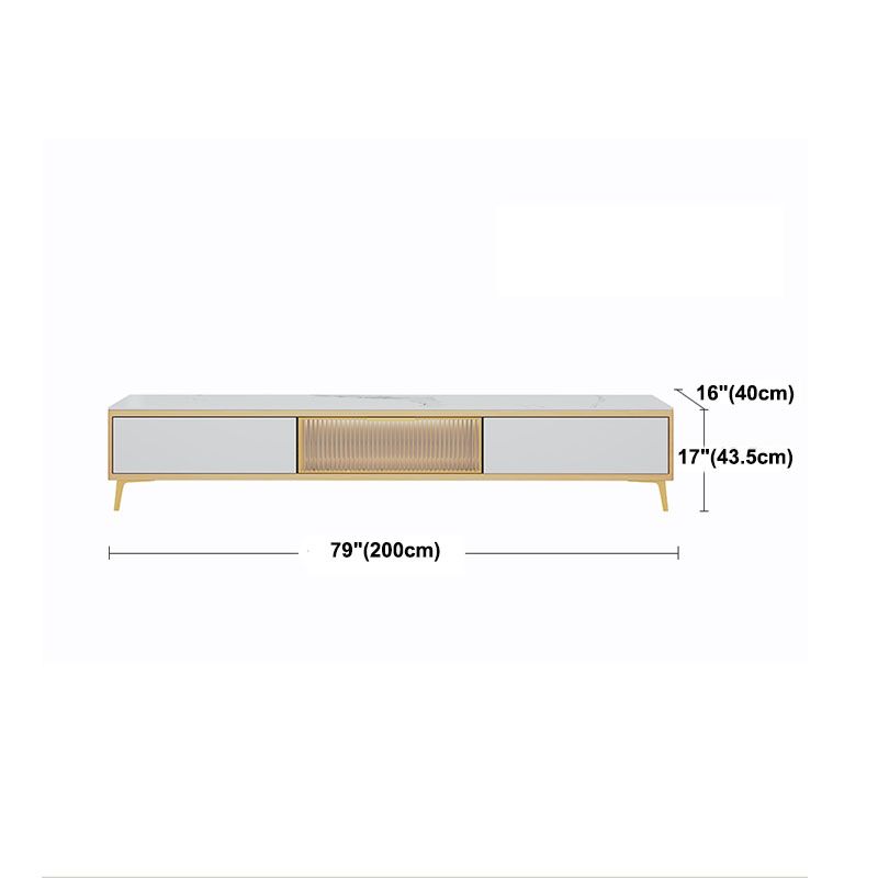 17.13"H TV Stand Glam Style Enclosed Storage White TV Console with Drawers