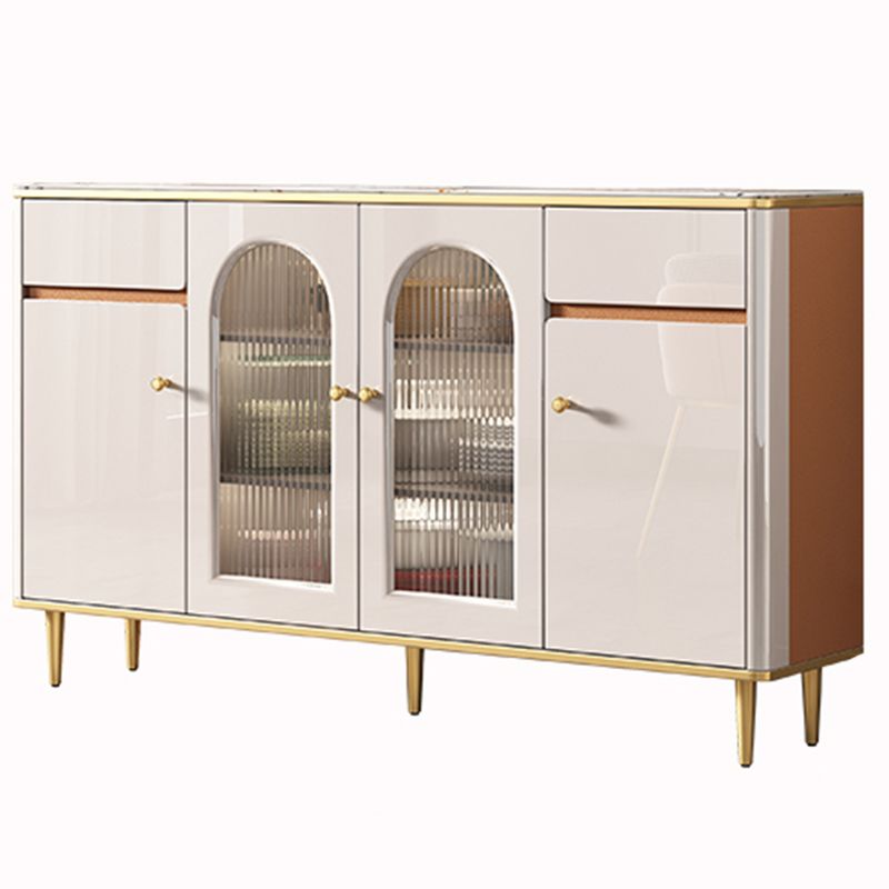 Glam Style Sideboard White Stone Top Side Board with Gold Legs