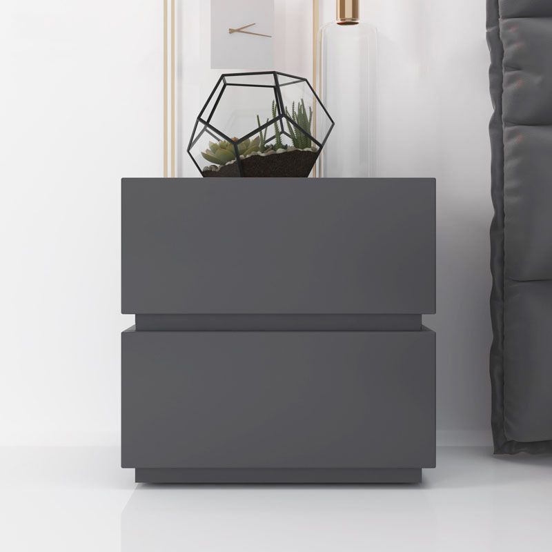 Modern 2-Drawer Nightstand 18-inch Tall Night Table in Gray/Black/White