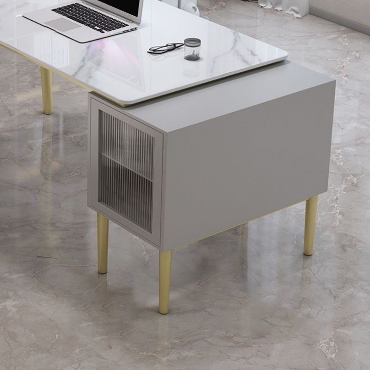 Glam Stone Office Desk Cabinet Included Writing Desk for Office